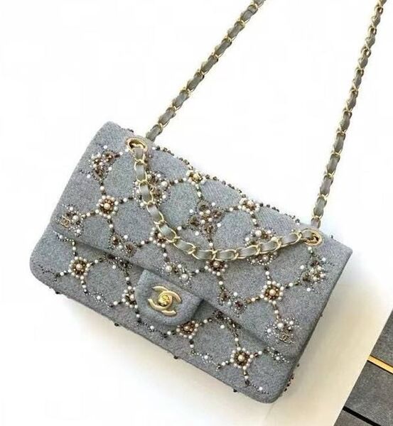 Сумка Chanel женский текстиль графитовый 182030