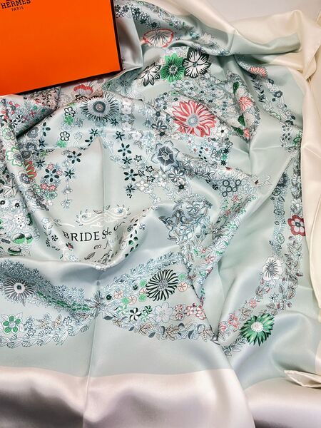 Платок Hermès женский шелк бирюзовый 181641