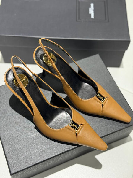 Туфли Saint Laurent женский кожа бежевый 183775