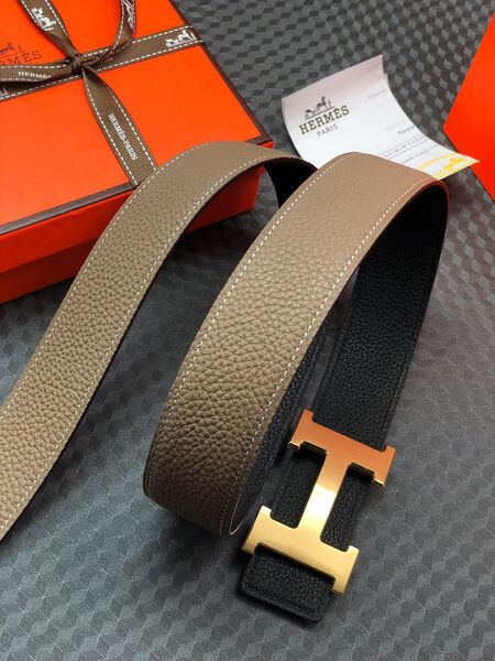 Мужской ремень Hermès мужской кожа черный 52516-4