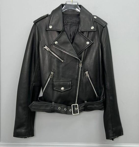 Куртка Tom Ford женский кожа,канва черный,серебристый 144259