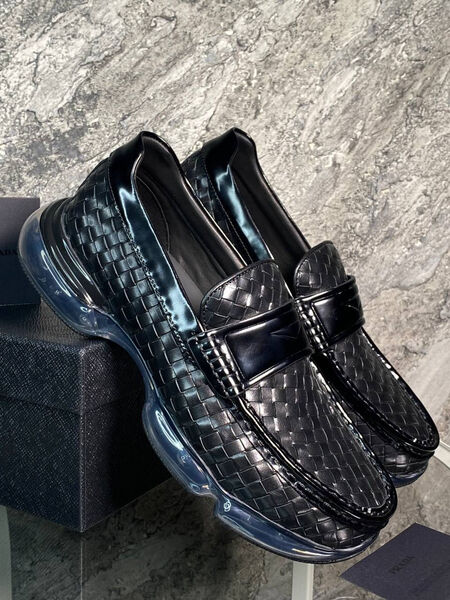 Мужские лоферы Prada мужской кожа черный 145429-3