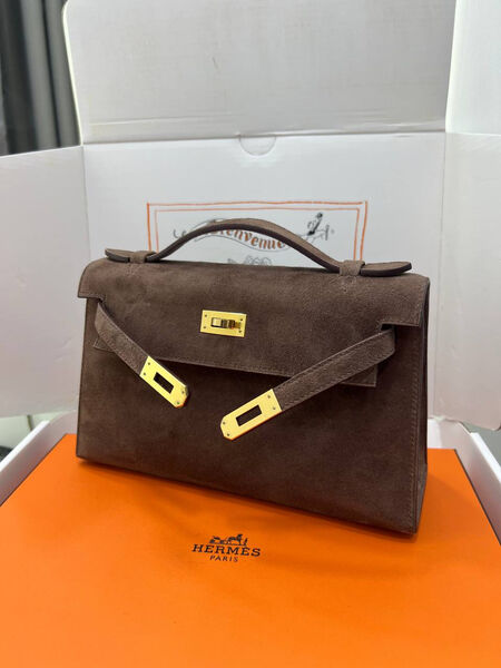 Сумка Hermèskelly Pochette женский замша 155747-2