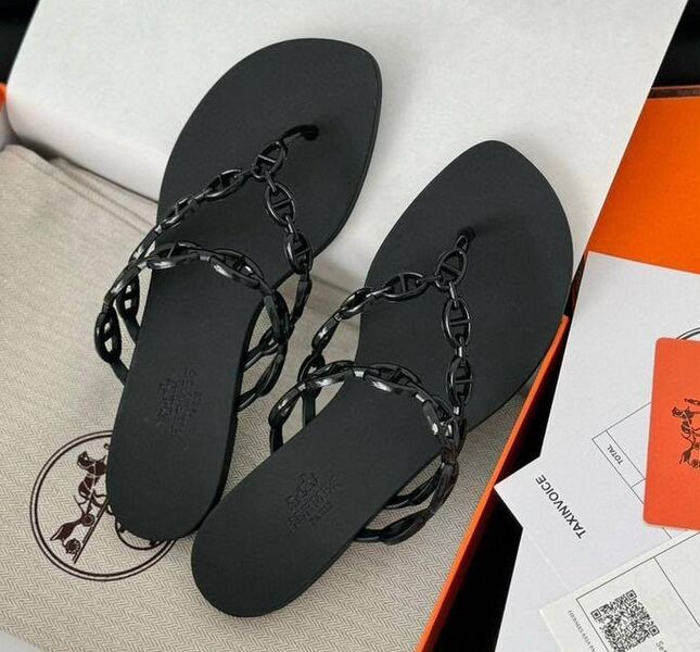 Шлепки Hermès женский черный 148829