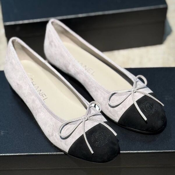 Балетки Chanel женский замша графитовый 195181