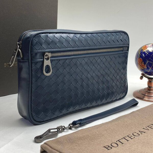 Клатч Bottega Veneta мужской кожа синий 26008