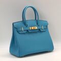 Сумка Hermès Birkin 30 ручная работа женский кожа бирюзовый 75340-2