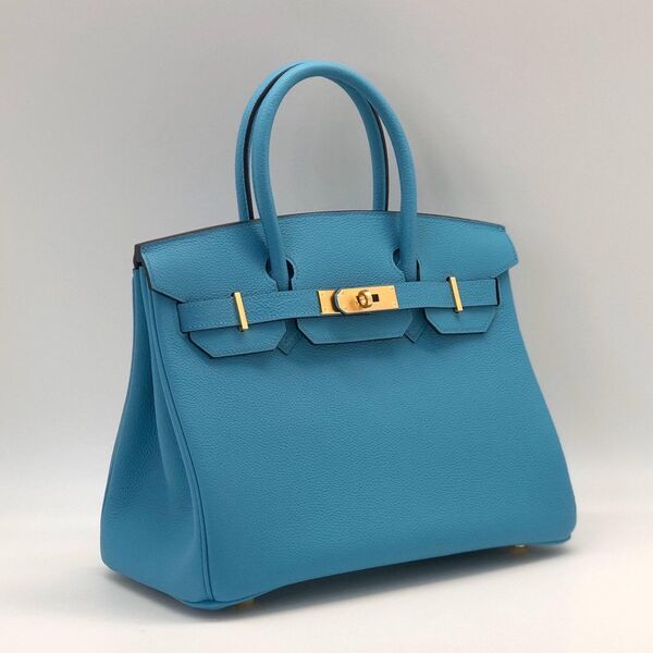 Сумка Hermès Birkin 30 ручная работа женский кожа бирюзовый 75340-2