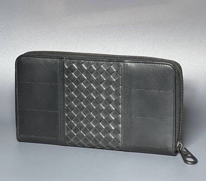 Мужской кошелек Bottega Veneta мужской кожа черный 152783