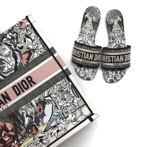 Шлепки Christian Dior женский текстиль черный 88218-2