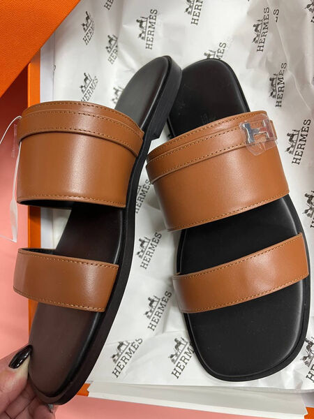 Шлепки Hermès женский кожа 183805-2