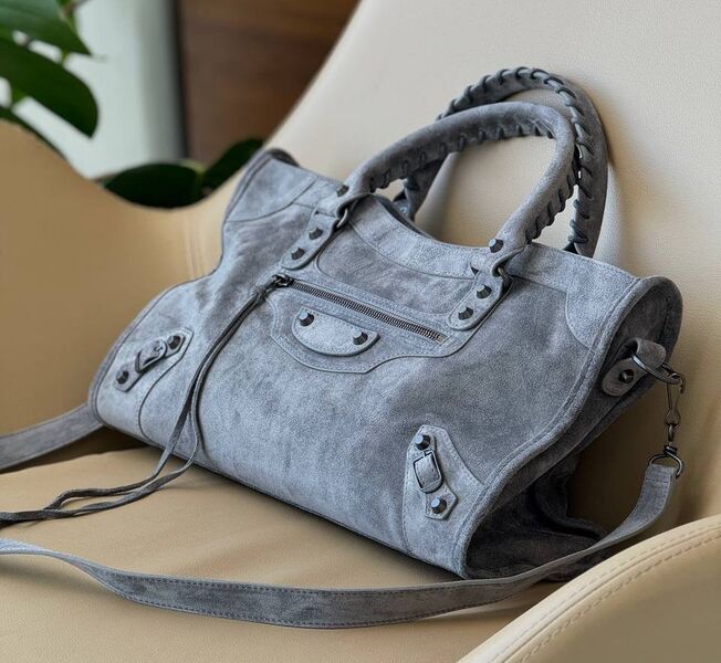 Сумка Balenciaga женский замша темно-серый 199075