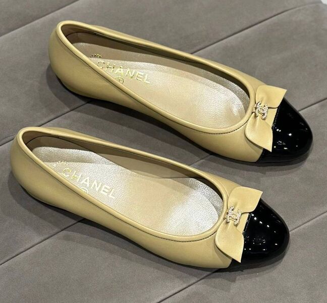 Балетки Chanel женский кожа бежевый 150645