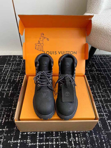 Мужские ботинки Louis Vuitton мужской нубук черный 169524-5