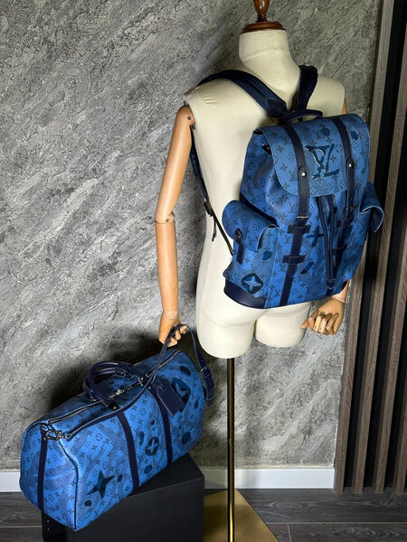 Дорожная сумка Louis Vuitton мужской кожа синий 121333-13