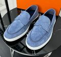 Мужские лоферы Hermès мужской замша бирюзовый 193496-1
