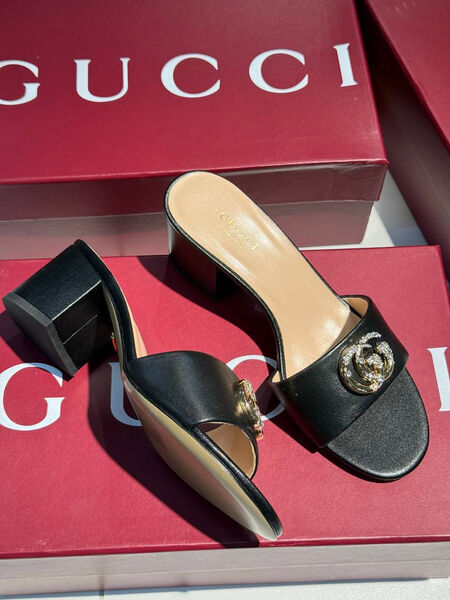 Шлепки Gucci женский кожа черный 189844-2