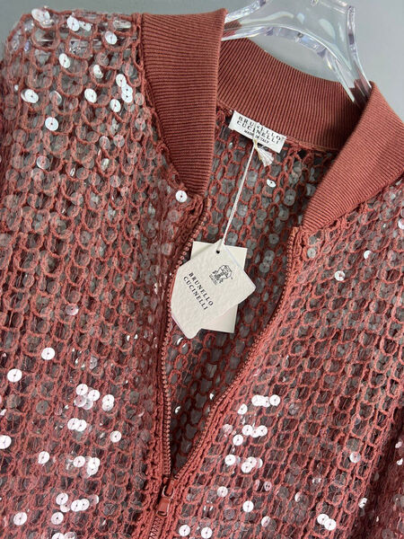 Кардиган Brunello Cucinelli женский пайетки бордовый 122171