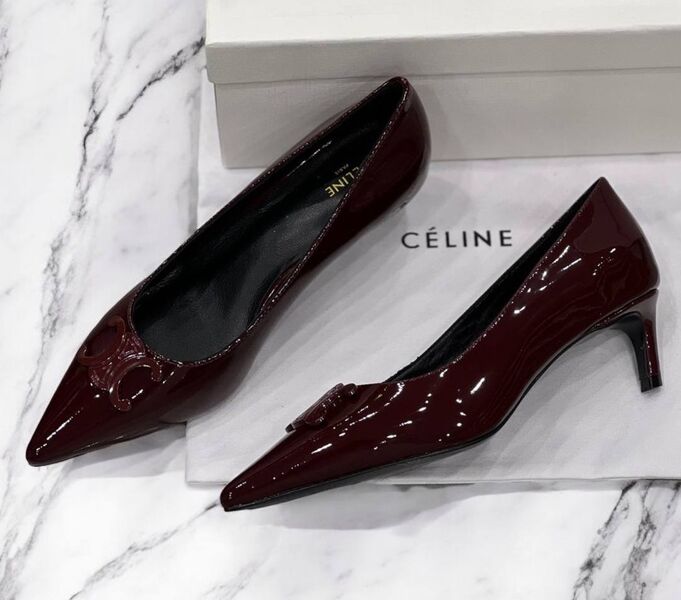 Туфли Celine женский кожа chèvre винный 172370