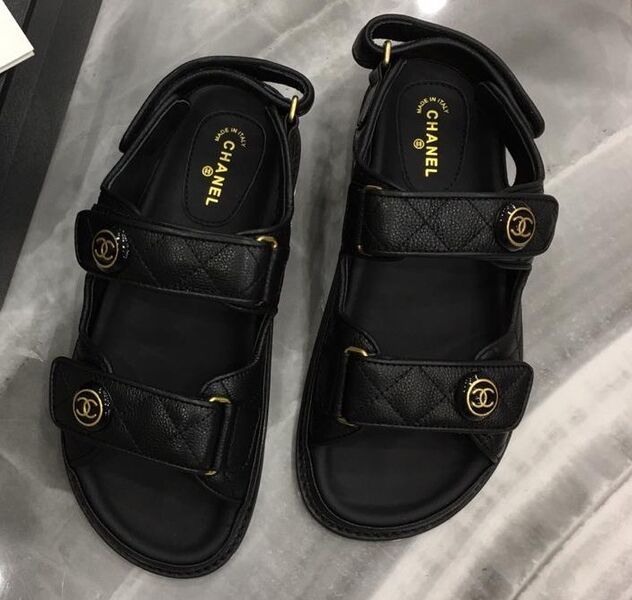 Босоножки Chanel женский кожа черный 3747