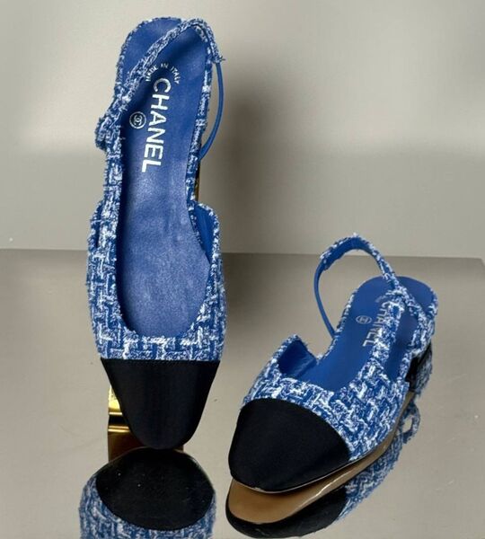 Туфли Chanel женский твид синий 193982