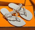 Шлепки Hermès женский резина белый 185627-1