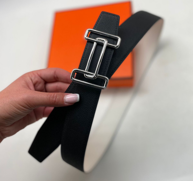 Мужской ремень двусторонний Hermès мужской кожа белый 53322