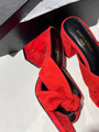 Босоножки Saint Laurent женский замша бордовый 12785-3