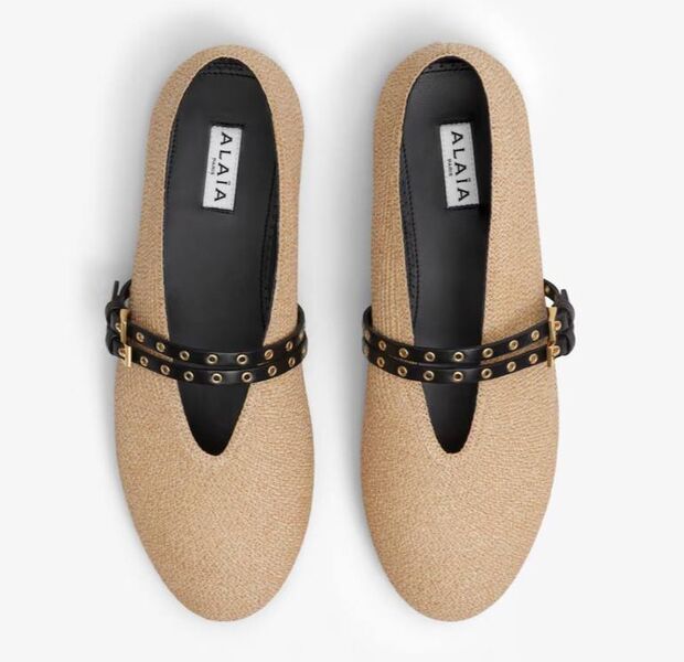 Балетки Alaïa женский текстиль бежевый 155849