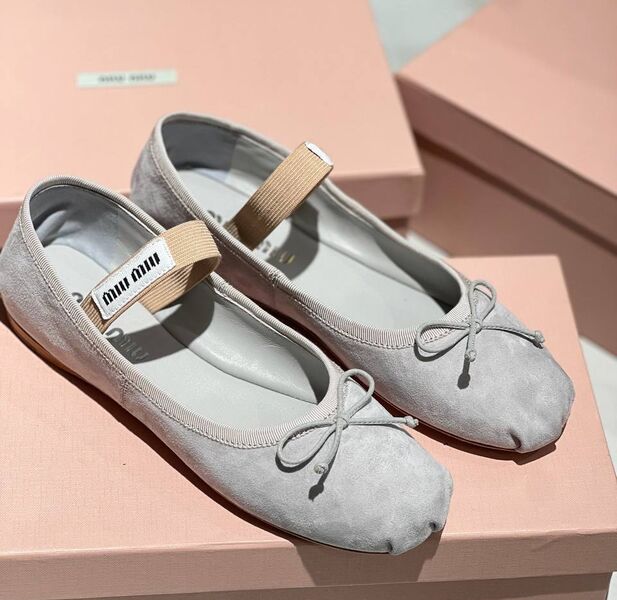 Балетки Miu Miu женский замша графитовый 146859