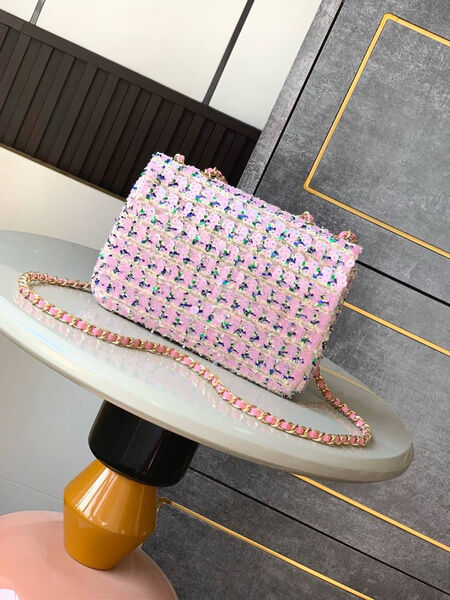 Сумка Chanel женский пайетки розовый 194344-2