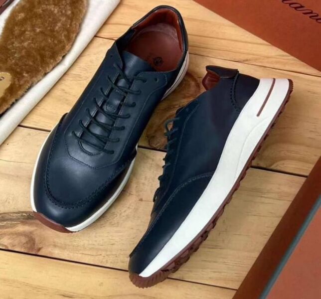 Мужские кроссовки Loro Piana мужской кожа черный 146395