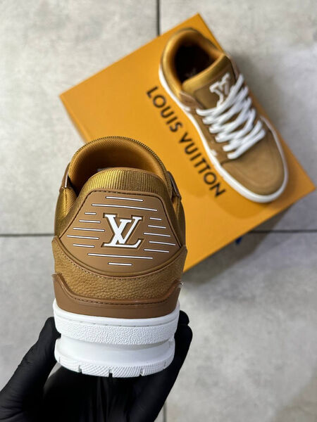 Мужские кроссовки Louis Vuitton мужской кожа бежевый 168541-9