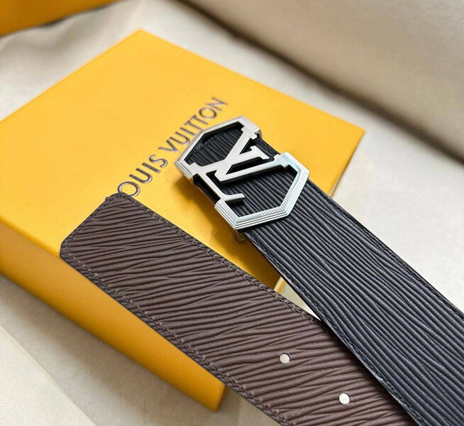 Мужской ремень двухсторонний Louis Vuitton мужской кожа черный 135958-2