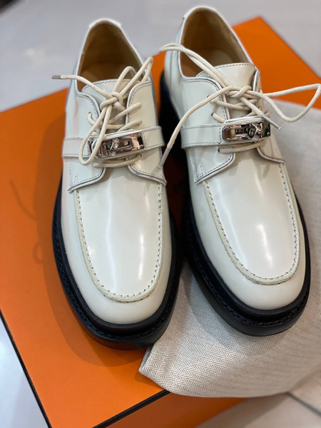 Дерби Hermès женский кожа белый 16355-8