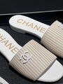 Шлепки Chanel женский текстиль бежевый 151159-2