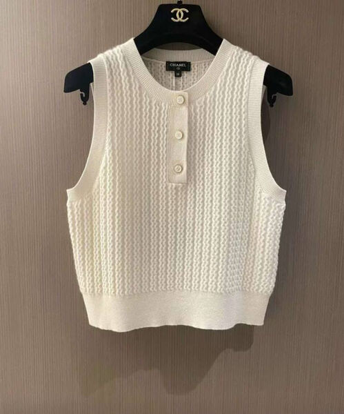 Безрукавка Chanel женский вязаная ткань белый 162208-2