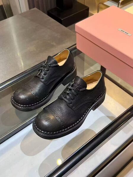 Женские дерби Miu Miu женский кожа черный w7782368-1-2