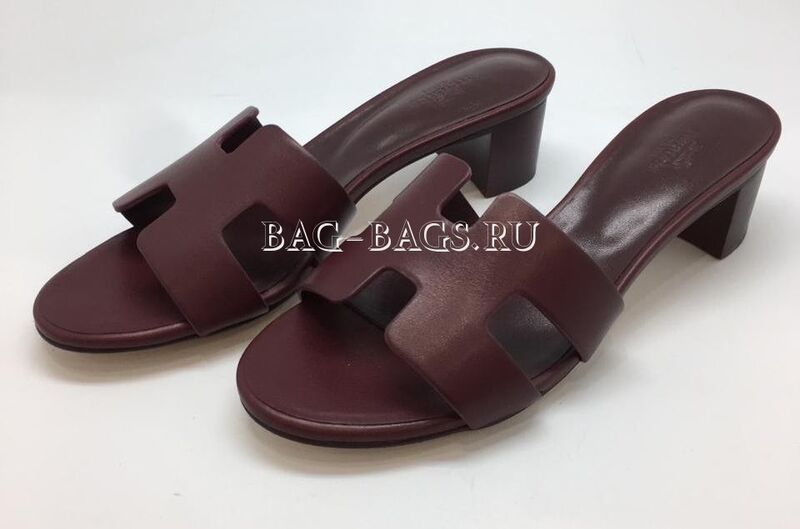 Сандалии Hermès женский кожа бордовый 66448