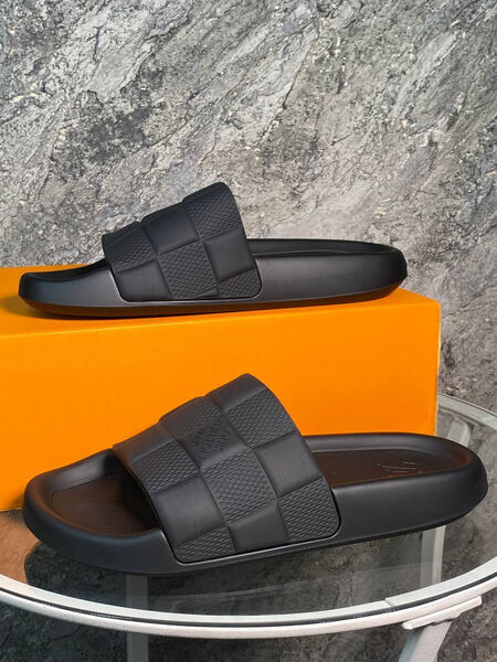 Мужские шлепки Louis Vuitton мужской резина черный 151375-4
