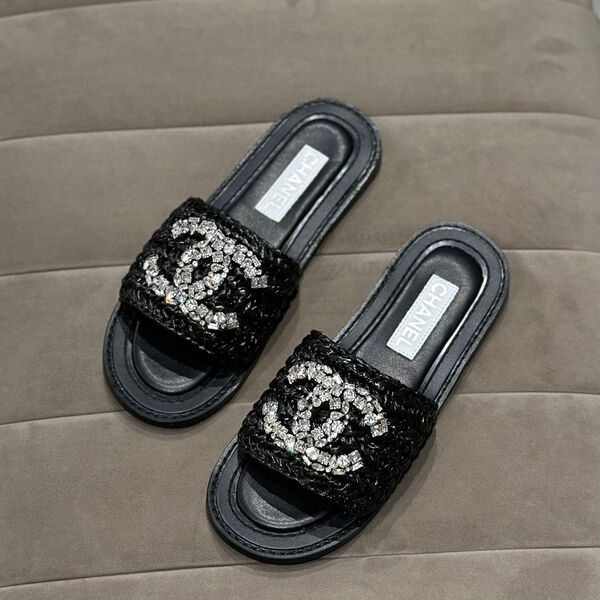 Шлепки Chanel женский кожа черный 119043-3