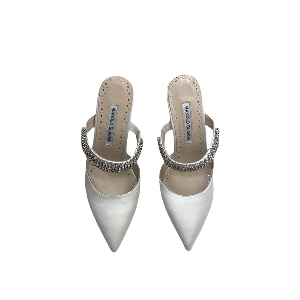 Туфли Manolo Blahnik женский сатин белый 80843-3