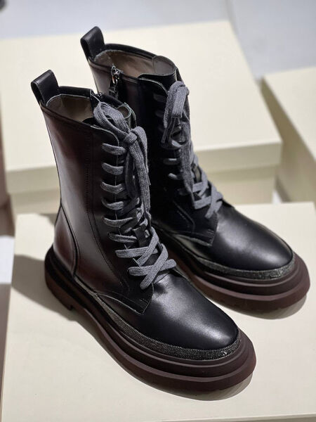 Ботинки Brunello Cucinelli женский кожа черный 165658-2