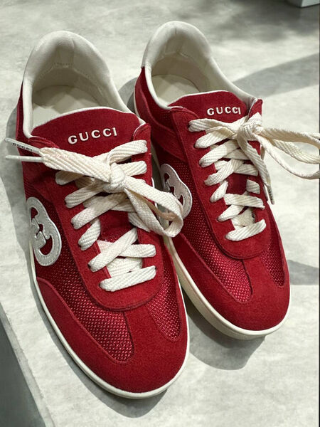Кеды Gucci женский замша бордовый 180154-3