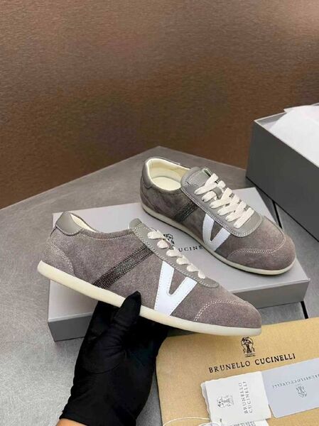 Женские кеды Brunello Cucinelli женский замша серый i4111362-1