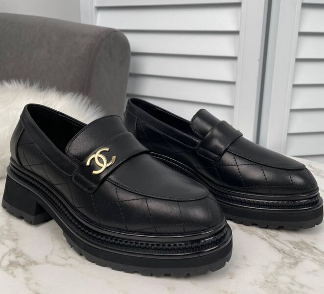 Лоферы Chanel женский кожа черный 122395
