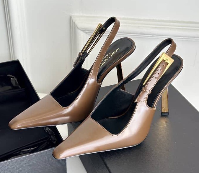 Туфли Saint Laurent женский кожа бронзовый 136184