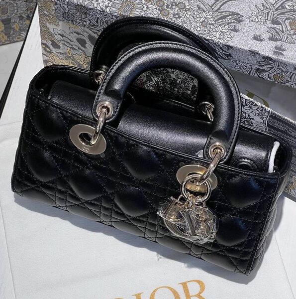 Сумка Christian Dior Lady женский кожа черный 114987