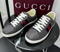 Мужские кеды Gucci мужской кожа графитовый 196023-1