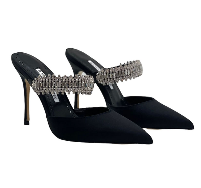Туфли Manolo Blahnik женский сатин черный 80855